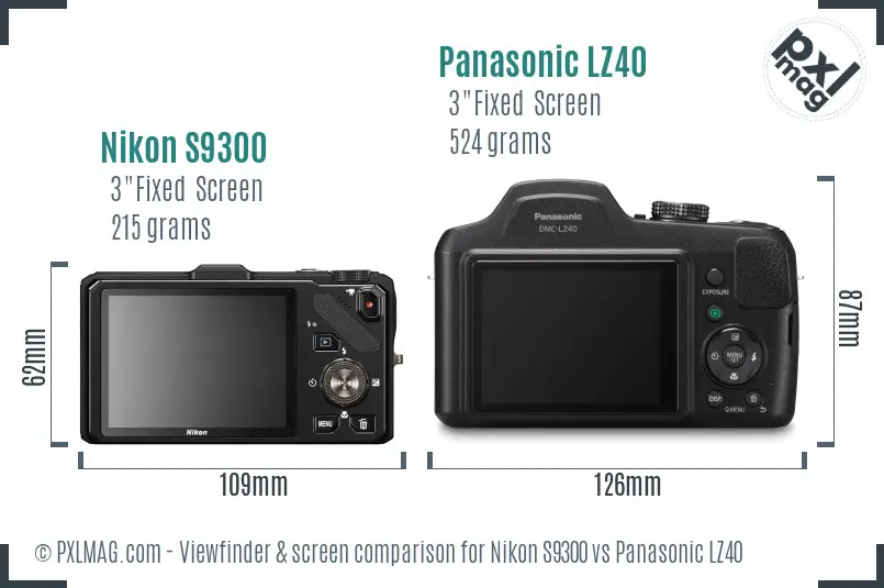 Nikon S9300 vs Panasonic LZ40 Screen and Viewfinder comparison