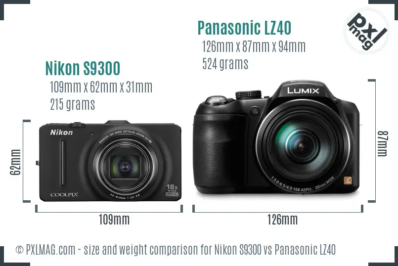 Nikon S9300 vs Panasonic LZ40 size comparison