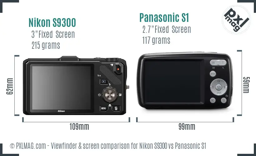 Nikon S9300 vs Panasonic S1 Screen and Viewfinder comparison