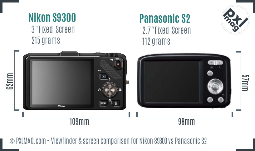 Nikon S9300 vs Panasonic S2 Screen and Viewfinder comparison