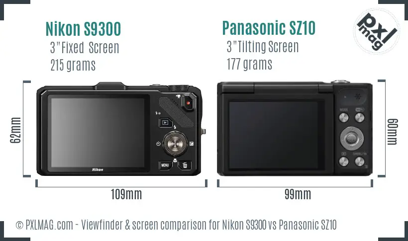 Nikon S9300 vs Panasonic SZ10 Screen and Viewfinder comparison Nikon S9300 vs Panasonic SZ10 Screen and Viewfinder comparison