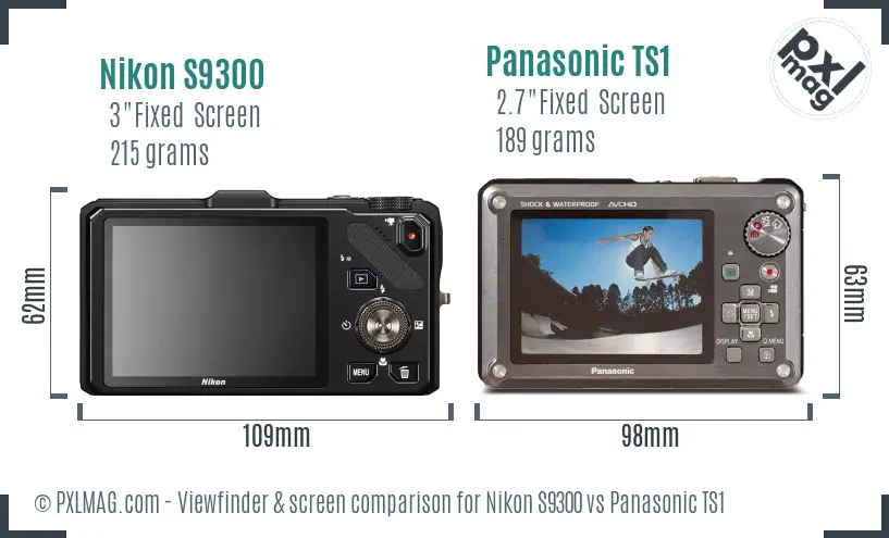 Nikon S9300 vs Panasonic TS1 Screen and Viewfinder comparison
