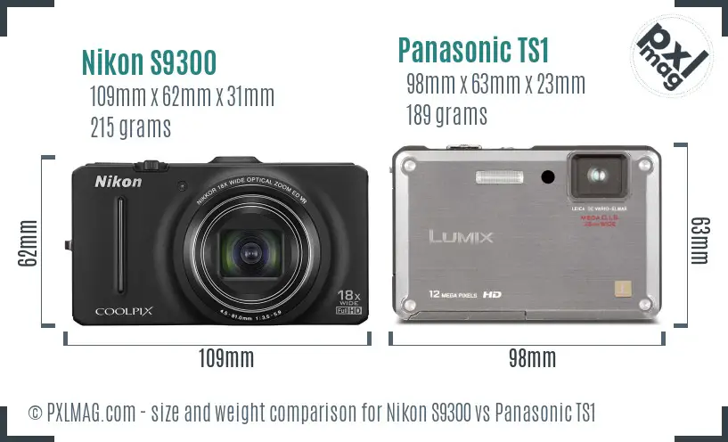 Nikon S9300 vs Panasonic TS1 size comparison