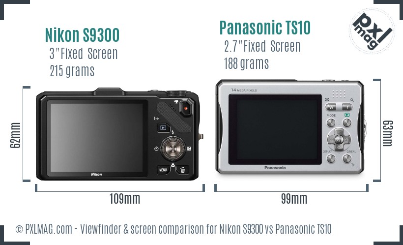 Nikon S9300 vs Panasonic TS10 Screen and Viewfinder comparison