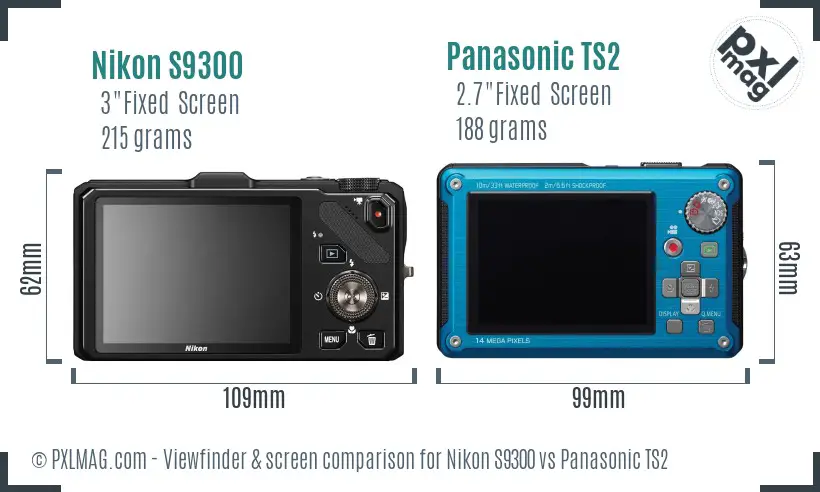 Nikon S9300 vs Panasonic TS2 Screen and Viewfinder comparison