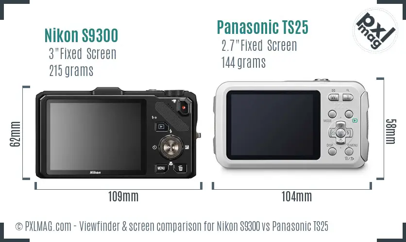 Nikon S9300 vs Panasonic TS25 Screen and Viewfinder comparison Nikon S9300 vs Panasonic TS25 Screen and Viewfinder comparison