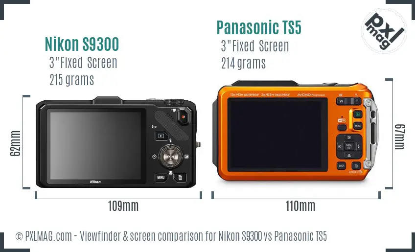 Nikon S9300 vs Panasonic TS5 Screen and Viewfinder comparison
