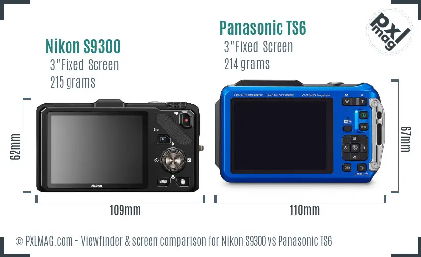 Nikon S9300 vs Panasonic TS6 Screen and Viewfinder comparison