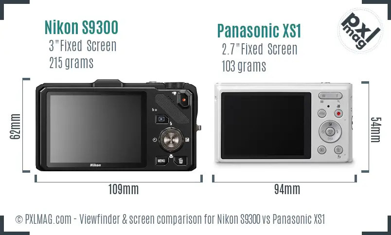 Nikon S9300 vs Panasonic XS1 Screen and Viewfinder comparison