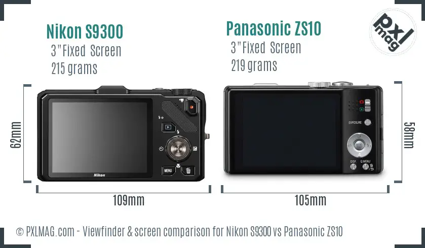 Nikon S9300 vs Panasonic ZS10 Screen and Viewfinder comparison Nikon S9300 vs Panasonic ZS10 Screen and Viewfinder comparison
