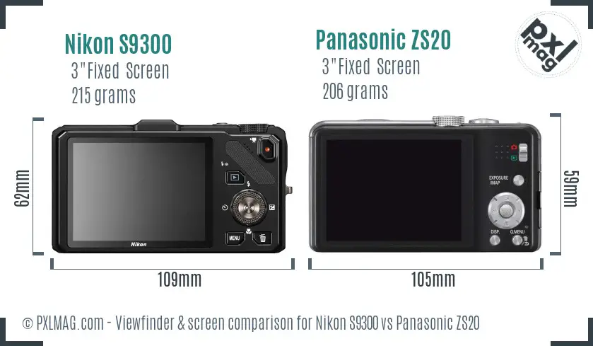 Nikon S9300 vs Panasonic ZS20 Screen and Viewfinder comparison