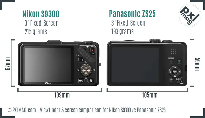 Nikon S9300 vs Panasonic ZS25 Screen and Viewfinder comparison Nikon S9300 vs Panasonic ZS25 Screen and Viewfinder comparison