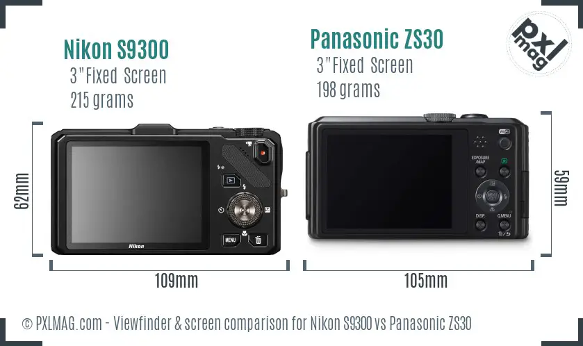 Nikon S9300 vs Panasonic ZS30 Screen and Viewfinder comparison