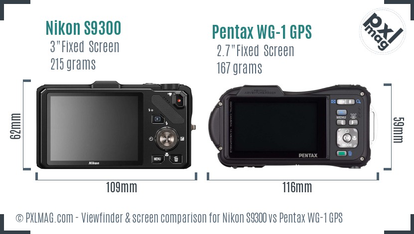 Nikon S9300 vs Pentax WG-1 GPS Screen and Viewfinder comparison
