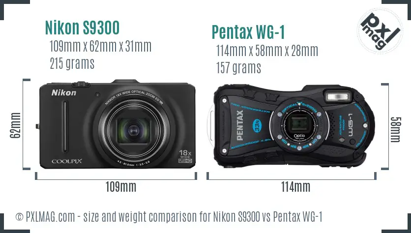 Nikon S9300 vs Pentax WG-1 size comparison Nikon S9300 vs Pentax WG-1 size comparison