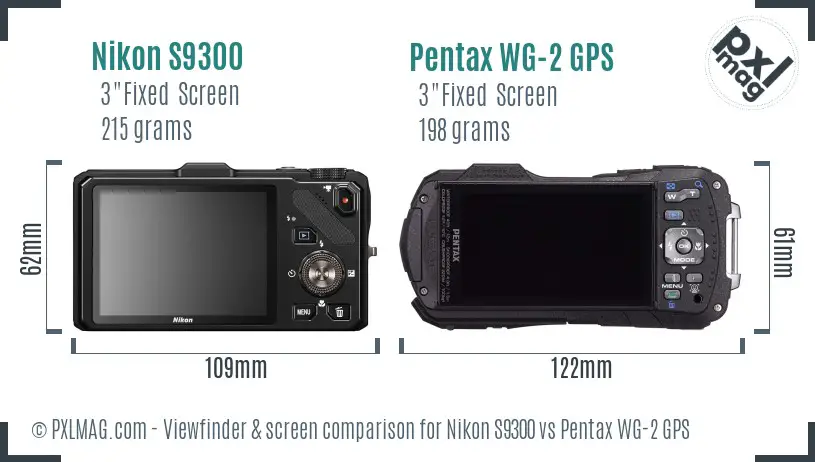 Nikon S9300 vs Pentax WG-2 GPS Screen and Viewfinder comparison