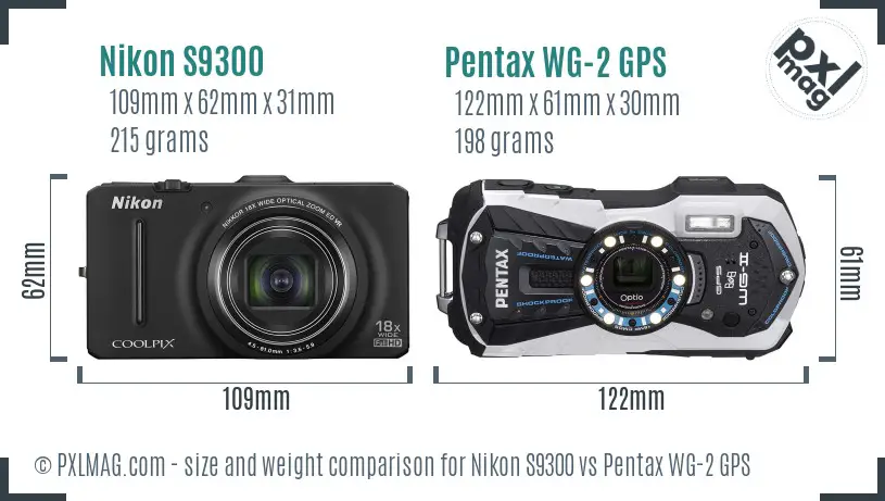 Nikon S9300 vs Pentax WG-2 GPS size comparison