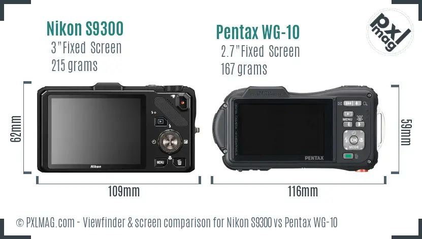 Nikon S9300 vs Pentax WG-10 Screen and Viewfinder comparison