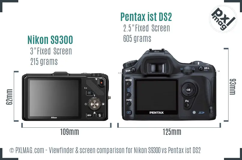 Nikon S9300 vs Pentax ist DS2 Screen and Viewfinder comparison