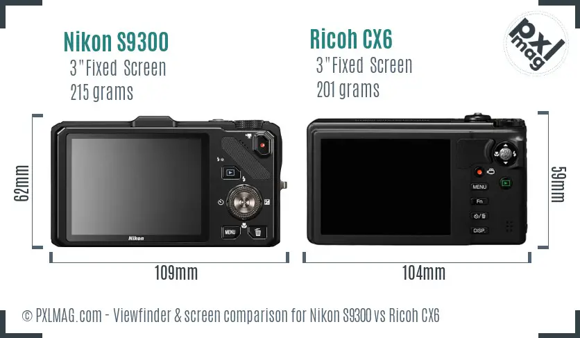 Nikon S9300 vs Ricoh CX6 Screen and Viewfinder comparison Nikon S9300 vs Ricoh CX6 Screen and Viewfinder comparison