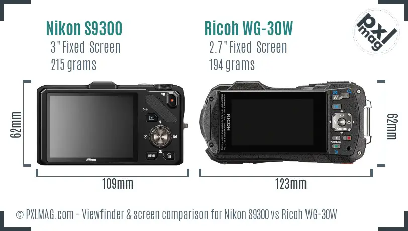 Nikon S9300 vs Ricoh WG-30W Screen and Viewfinder comparison