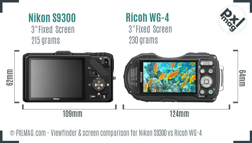 Nikon S9300 vs Ricoh WG-4 Screen and Viewfinder comparison