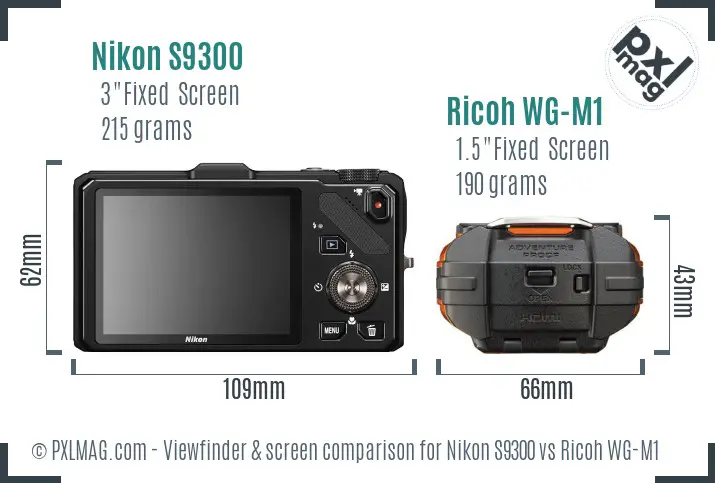 Nikon S9300 vs Ricoh WG-M1 Screen and Viewfinder comparison