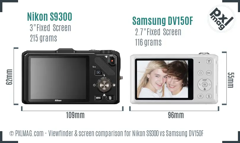 Nikon S9300 vs Samsung DV150F Screen and Viewfinder comparison Nikon S9300 vs Samsung DV150F Screen and Viewfinder comparison