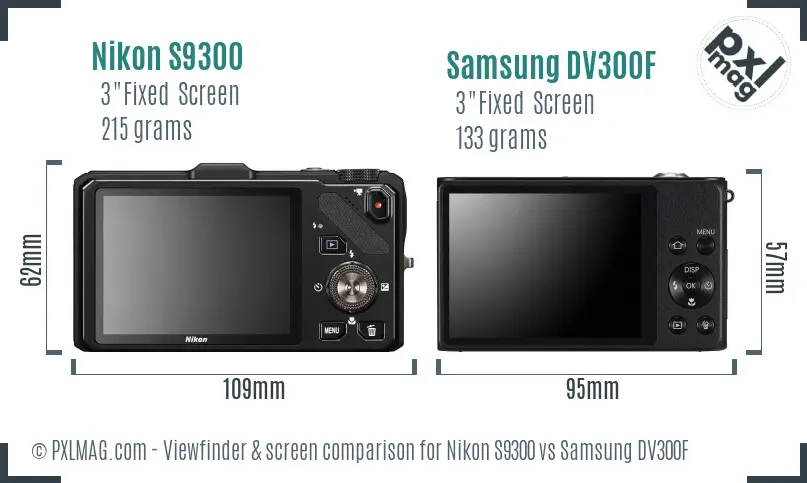 Nikon S9300 vs Samsung DV300F Screen and Viewfinder comparison