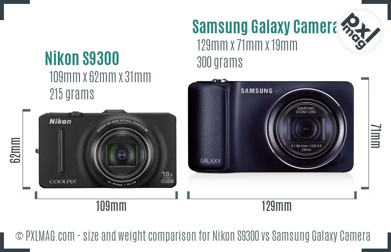 Nikon S9300 vs Samsung Galaxy Camera size comparison