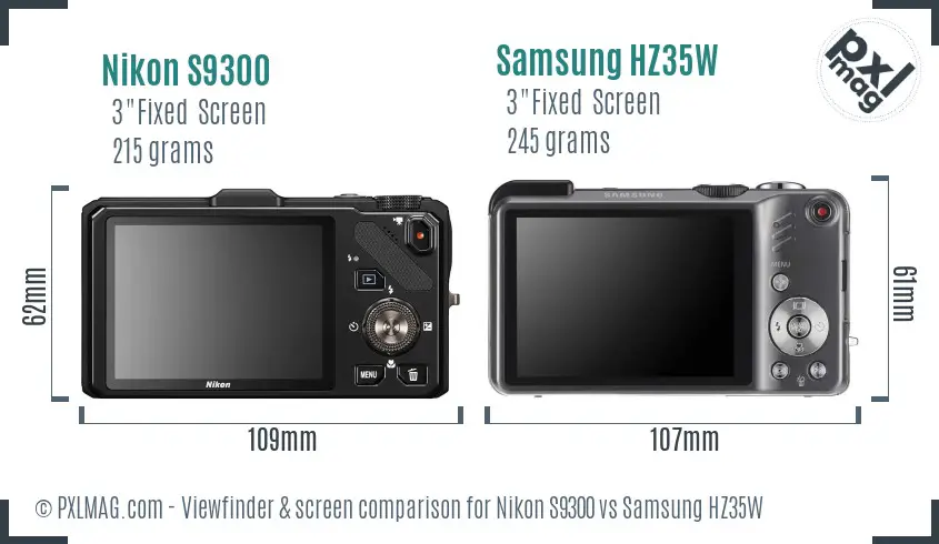 Nikon S9300 vs Samsung HZ35W Screen and Viewfinder comparison