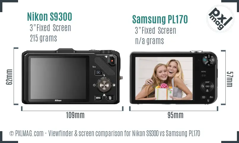 Nikon S9300 vs Samsung PL170 Screen and Viewfinder comparison