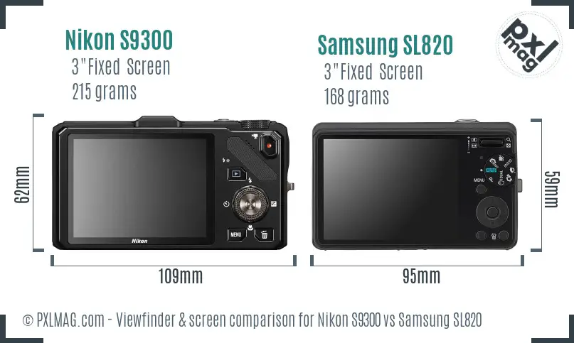 Nikon S9300 vs Samsung SL820 Screen and Viewfinder comparison Nikon S9300 vs Samsung SL820 Screen and Viewfinder comparison