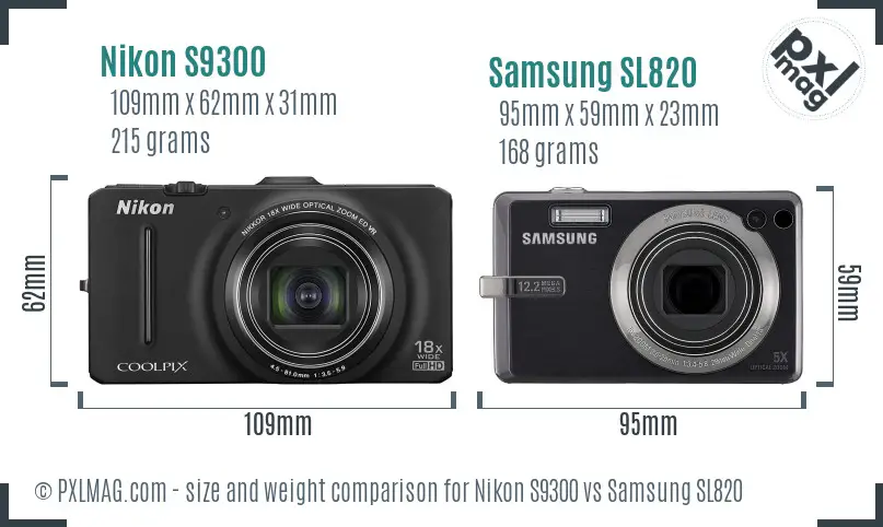 Nikon S9300 vs Samsung SL820 size comparison Nikon S9300 vs Samsung SL820 size comparison
