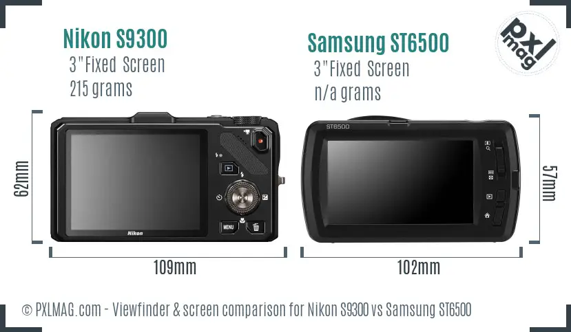 Nikon S9300 vs Samsung ST6500 Screen and Viewfinder comparison