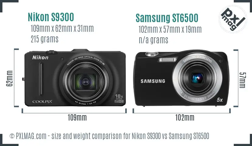 Nikon S9300 vs Samsung ST6500 size comparison