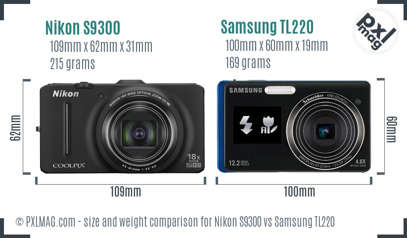 Nikon S9300 vs Samsung TL220 size comparison Nikon S9300 vs Samsung TL220 size comparison