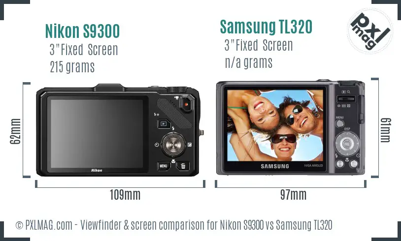 Nikon S9300 vs Samsung TL320 Screen and Viewfinder comparison