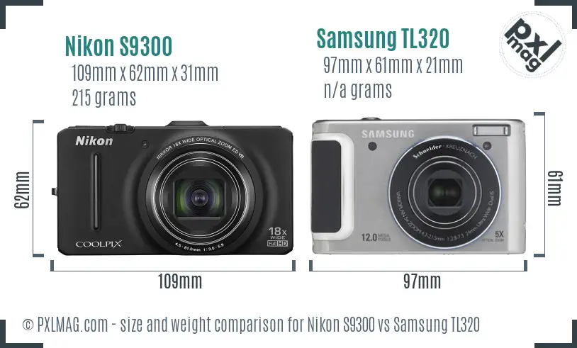 Nikon S9300 vs Samsung TL320 size comparison