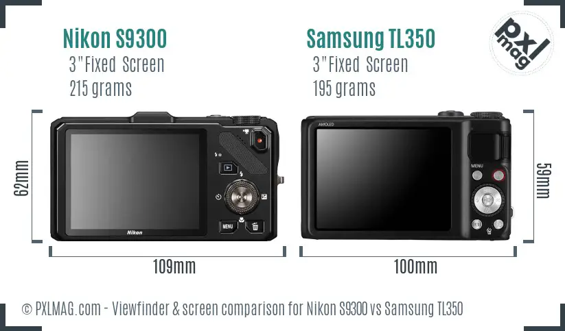 Nikon S9300 vs Samsung TL350 Screen and Viewfinder comparison