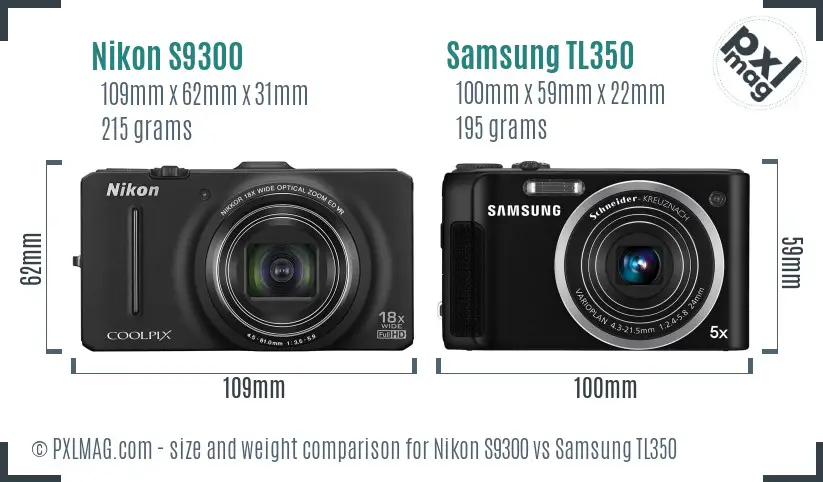 Nikon S9300 vs Samsung TL350 size comparison