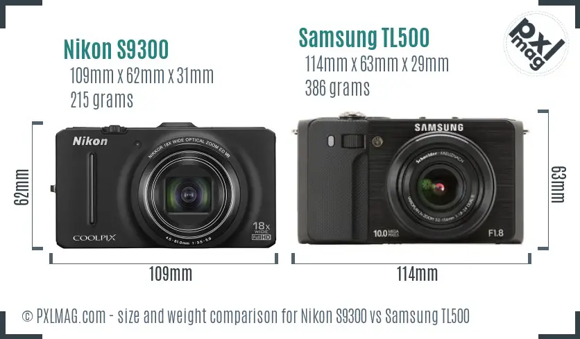 Nikon S9300 vs Samsung TL500 size comparison Nikon S9300 vs Samsung TL500 size comparison