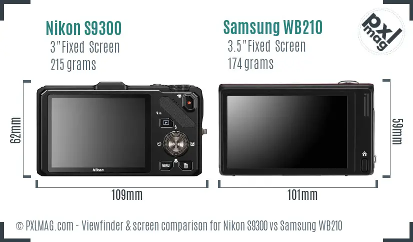 Nikon S9300 vs Samsung WB210 Screen and Viewfinder comparison