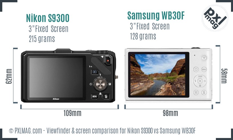 Nikon S9300 vs Samsung WB30F Screen and Viewfinder comparison