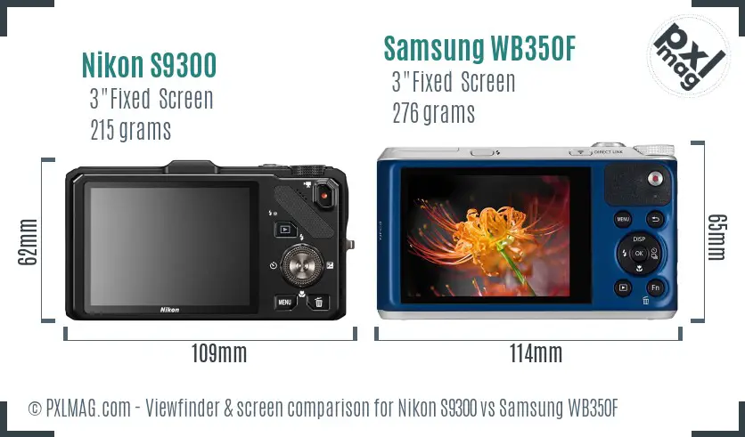 Nikon S9300 vs Samsung WB350F Screen and Viewfinder comparison Nikon S9300 vs Samsung WB350F Screen and Viewfinder comparison