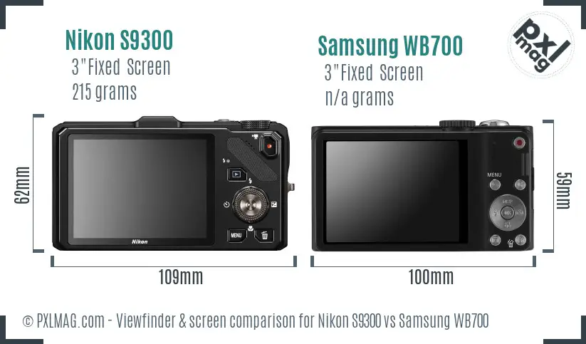 Nikon S9300 vs Samsung WB700 Screen and Viewfinder comparison