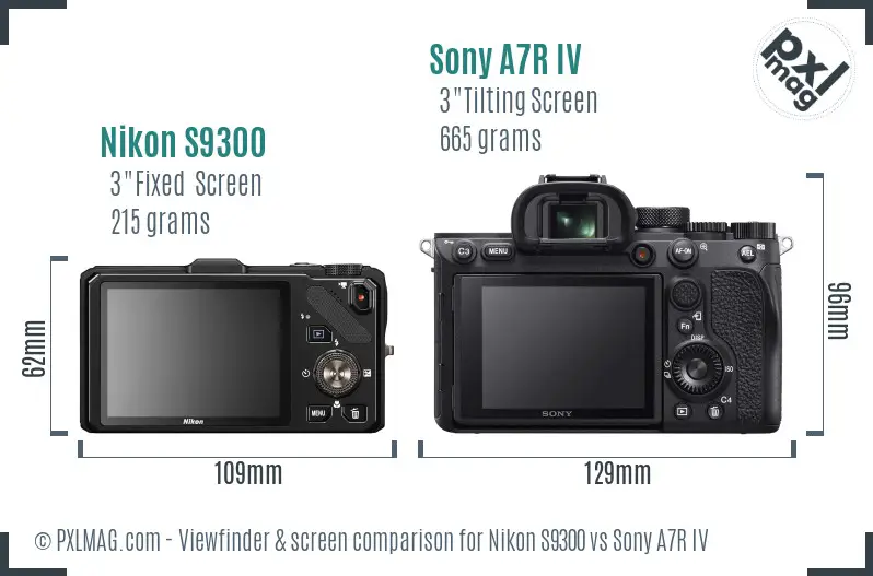 Nikon S9300 vs Sony A7R IV Screen and Viewfinder comparison