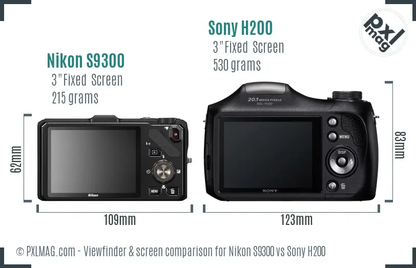 Nikon S9300 vs Sony H200 Screen and Viewfinder comparison