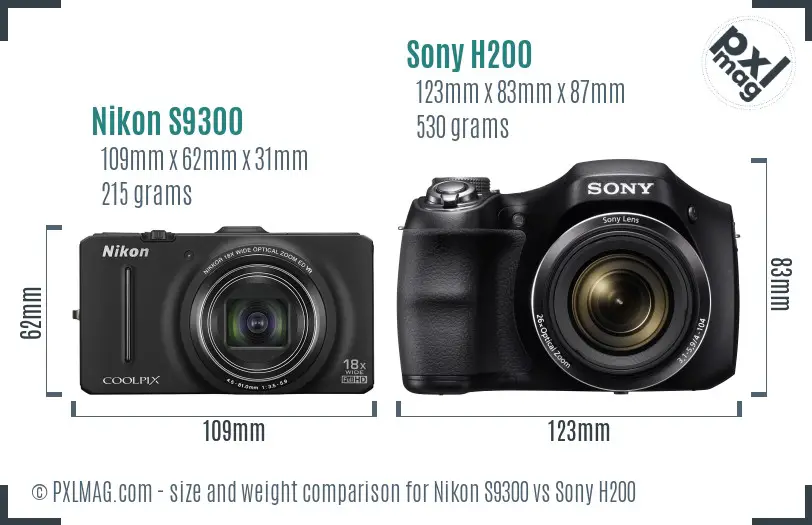Nikon S9300 vs Sony H200 size comparison Nikon S9300 vs Sony H200 size comparison