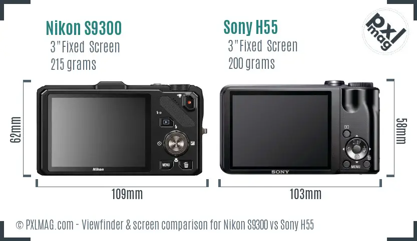 Nikon S9300 vs Sony H55 Screen and Viewfinder comparison